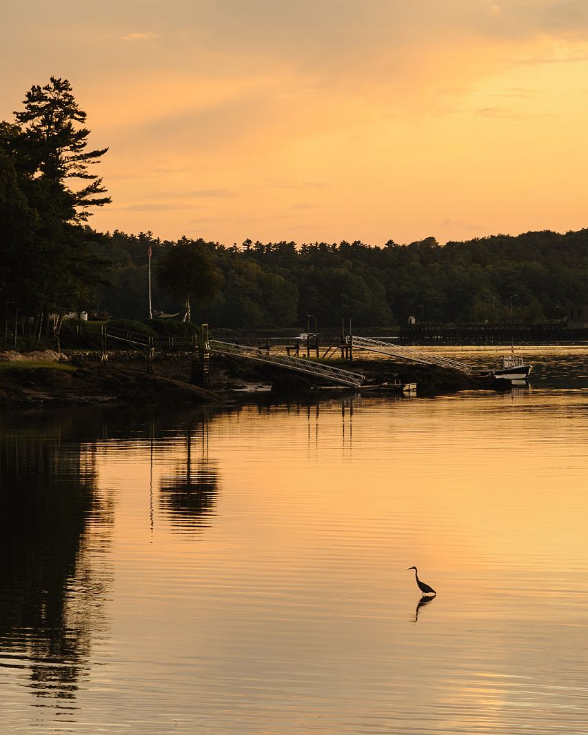 Sunset over Sheepscot River, Lincoln County, Maine, USA